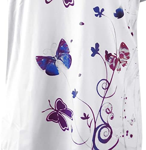 Женска Тениска с Къс Ръкав 2023 Памук Дълбоко V Образно Деколте Пеперуда на Цвете Графичен Топ Свободно Намаляване Риза за Дами ZP