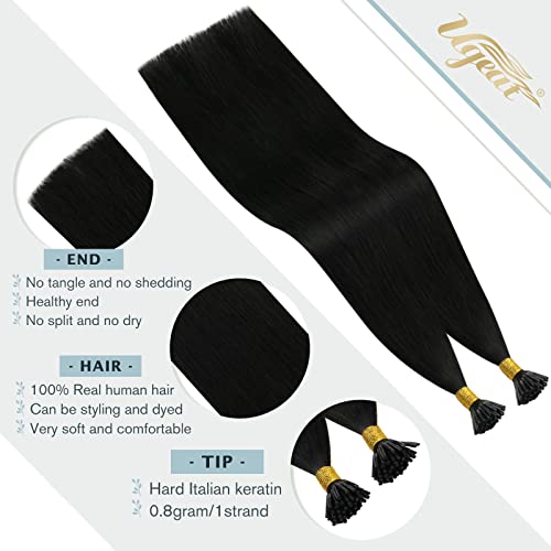 2 Опаковки I Съвет За изграждане на човешки косъм, Отстъпка Ugeat 20 инча 1Б Черен Комплект за удължаване на косата Itip Бордо