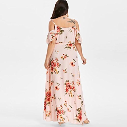 Leewos Новост 2021! Летни рокли големи размери, женски ежедневна рокля с флорални модел, отворени рамене, V-образно деколте, бандажное