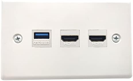 Стенни панела HDMI USB3.0, Стенни панела с 3-пристанищният розетка Halokny, 2 порта HDMI Keystone + 1xUSB 3.0, за лицеви панели Стенни панели,