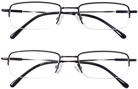 JOSCHOO 2 опаковки, Блокер Синя Светлина Очила За четене, Мъжки и Дамски Очила В Метални Рамки, които Предпазват От напрежение в очите, Компютърни