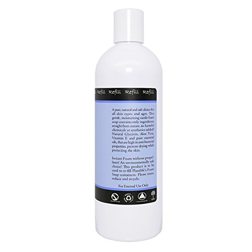 Plantlife Lavender Foam Soap Зареждане - Нежен, хидратиращ сапун-пяна на растителна основа за всички видове кожа - идеален за измиване на ръцете и тялото, както и за детска образу