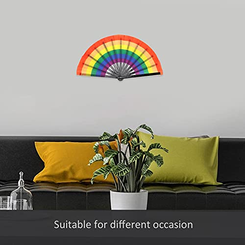 Сгъваем Вентилатор, Колоритен Фен Rainbow Pride Кунг-фу Бамбук в Естествени Цветове Сгъваеми Преносими Вентилатори с Чанта За съхранение