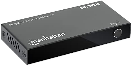 2-портов HDMI комутатор Manhattan HDMI 2.1 8K @ 60Hz -HDMI Switcher 2 в 1 с IR дистанционно управление, 8K 48 gbps, 4K при 120