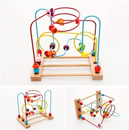 Играчка-Лабиринт от топчета DEPILA за деца на 1, 2, 3 години, Дървени Цветни Влакче в увеселителен парк Abacus, Играчки за