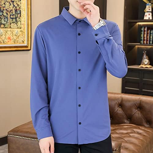 DGKaxiyaHM/ Мъжки отличава със спокойна Безпроблемна Риза с дълги ръкави и Тънък Ревера, Основни Ризи с копчета Размер Плюс, Ежедневното Бизнес Рокля