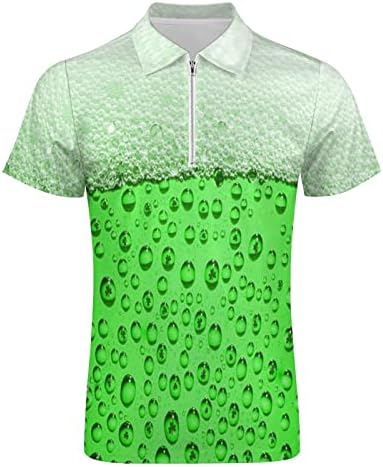 Забавни Риза за голф, за Мъже, Риза за голф в Деня на Св. Патрик, Хавайски Зелени Летни Плажни Ежедневни Тениски, Поло Риза, Без Бръчки