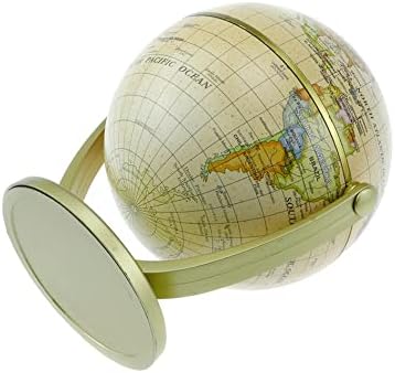 Risbay 1 бр. Жълта Пластмасова Ретро Въртящ се Глобус на Света е Английската версия на апарата със Стойката за Украса на Офис, Подарък
