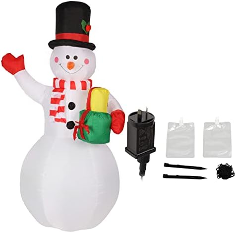 Коледен Надуваем Снежен човек височина 1,5 м на Открито с Цилиндър С Led Подсветка, Семеен Експлозия за Външна Украса на Тревата на Двора
