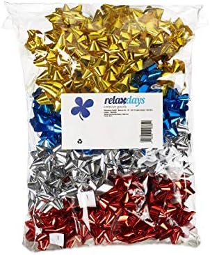 Подаръчен комплект Relaxdays от 100 Самозалепващи декоративни бантиков за подаръци за Коледа и рождения Ден, В х Ш: приблизително