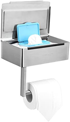 Държач за тоалетна хартия с рафт, увеличен диаметър на рула до 6 инча, Диспенсер за смываемых кърпички, с възможност за съхраняване,