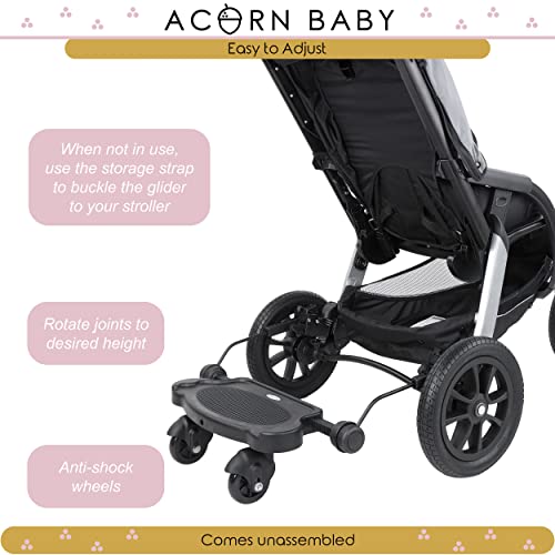 Универсална дъска за колички Acorn Baby - 17,2 x 7 x 1,5 инча, Черен на цвят, Бързо Надевающаяся и снимающаяся С Крепящейся дъски за инвалидни колички