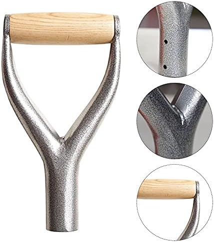 Дръжка на лопата SYCOOVEN D Grip, Метална Замяна Дръжка на лопата с дървена дръжка за копаене градина, Вътрешен диаметър 3,1 см /1,22 инча (Сребрист)