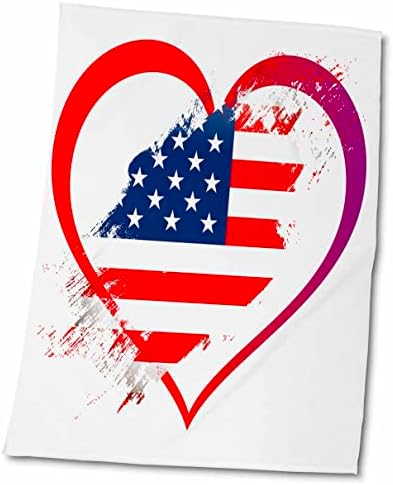 3dRose Флаг на САЩ в Сърцето на бял фон Модни Работни Кърпи (twl-255854-3)