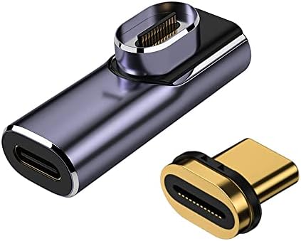 Магнитен USB адаптер C 40 Gbit/s, Магнитен адаптер USB4, пренос на данни 40 Gbit /s, бързо зареждане на PD100W, 8 ДО @ 60 Hz, Съвместим с Thunderbolt 4/3, за лаптоп, смартфон, iMac, iPad, switch (1, десен ъ?