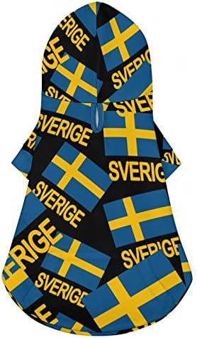 Sverige Швеция Шведски Флаг Hoody с Качулка за Домашни Любимци Зимни Hoody с Качулка и Препълнена, за Куче, Котка, Кученце,