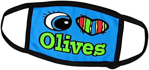 3dRose Bright Eye Сърце I Love Olives - Обложки за лице (fc_106338_1)
