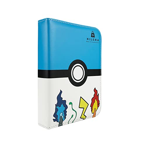 Папка за визитки Nilena Pokemon - 8 джобове с 50 на подвижни листа | Калъф за карти Pokemon от устойчив материал и цип - органайзер за Yugioh,