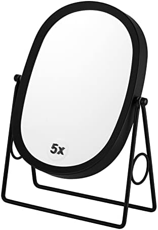 JOYOEIKON Класическо Двустранно Огледало за грим с 5-кратно и 1-кратно увеличително стъкло и Десктоп Огледало за тоалетка маса,