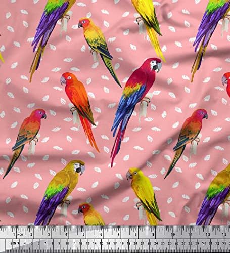 Соймой Розов памучен плат от воал с принтом папагал Ара, плат за бродерия ширина 58 см