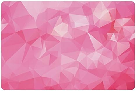 Ambesonne Бледо-Розова Подложка за домашни за храна и вода, Абстрактен Мозайка Рисунка с Геометрични размери, Fractal Полигональный Фигура,