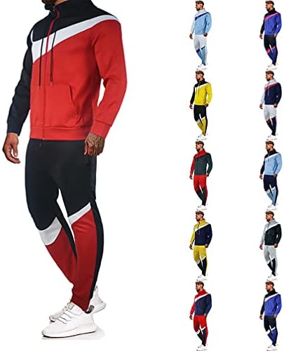 Мъжки спортни костюми GHNGH, комплект от 2 теми, спортни костюми за бягане с цип, Спортни облекла, костюми Циан Spell Blue L (PD86-BAA-4PV)