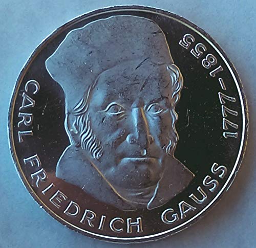 1977. Сребърна възпоменателна монета в 5 германски марки. 200-годишнината от рождението на Карл Фридрих Гаус. най-великият математик