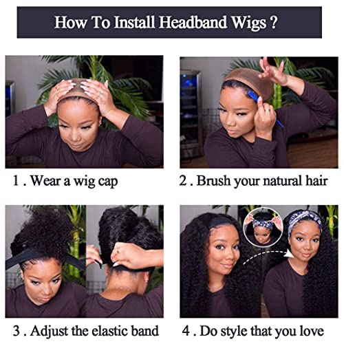 14-инчови перуки с превръзка на главата от човешка коса за черни жени, бразилски перуки от естествена коса, бесклеевая превръзка на главата с перука, без синтетични ?