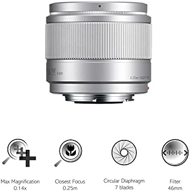 Обектива на камерата Panasonic LUMIX H-H025E-K 25 мм Micro Four Thirds за серията G - Сребърен