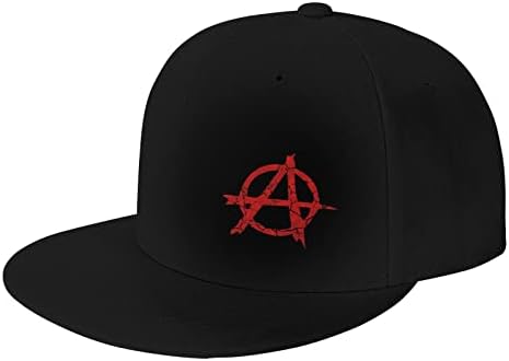 Бейзболна Шапка Anarchy Distressed Symbol С Плоска периферия, Мъжки и Дамски Регулируема шапка в Черен цвят