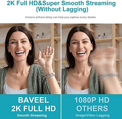Уеб камера BAVEEL 2k QHD с микрофон, автоматична корекция на околната светлина, въртяща се на 360 ° уеб камера Mac с регулируем
