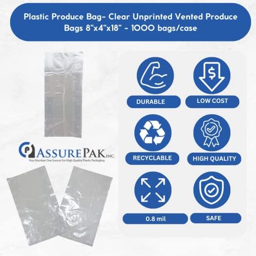 Торбичка за продукти - Прозрачни Вентилирани пакети за продукти без печат 8 х4x18 - 1000 пакети / калъф