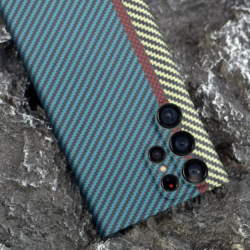 Калъф от арамидни влакна за Samsung Galaxy S23 Ultra 5G с текстура от въглеродни влакна (Цветна ивица), Сверхтонкая Защитната обвивка