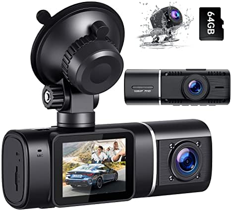 3-Канална Видеорегистраторная камера Отпред и отзад Вътре, Видеорекордер 1080P за автомобили с 64 GB U3 SD-карта, видео Рекордер Тристранен