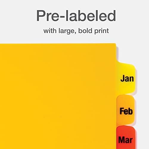 Разделители от Оксфорд пластмаса за 3-те, Така и Други, 12 Разноцветни Раздели с предварително отпечатан, януари-декември, Размер на букви,
