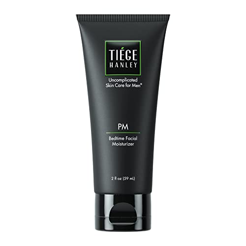 Tiege Hanley Хидратиращ крем за лице преди лягане за мъже (PM) | Възстановява кожата през нощта | Нощен лосион за лице / За суха или чувствителна кожа | Без миризма | 2 унция
