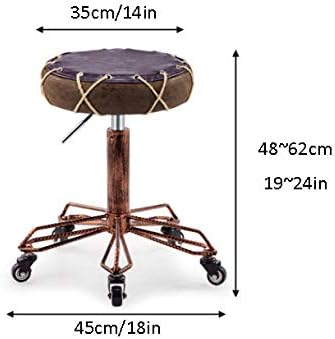 Офис Столче на колела, Регулируем столче на колела с кафяв седалка от изкуствена кожа Регулируема височина 48-62 см, Поддържан тегло 160 кг,