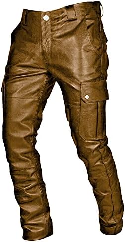 Мъжки Байкерские Панталони От Изкуствена Кожа Vintage Готически Панталони в стил Steampunk, Пънк, Хип-Хоп, Метални Мотоциклетни Каубойски Панталони, Плюс Размер