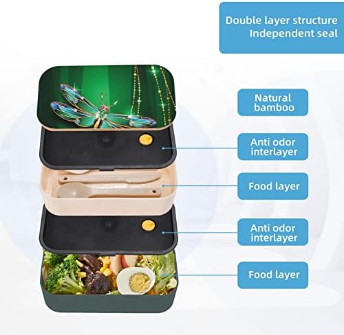 Кутия за bento за обяд Jewel Dragonfly с подобрени регулируема каишка, штабелируемый за многократна употреба запечатан контейнер за храна,