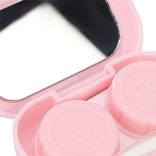 Пътен комплект за контактни лещи, Огледална Кутия за Носене на Контактни лещи [розов цвят]