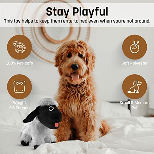 Плюшен играчка FGA MARKETPLACE Black Sheep - Забавен плюшено агне, подходящ за кучета малки и средни по размер - Изработена от мека, с