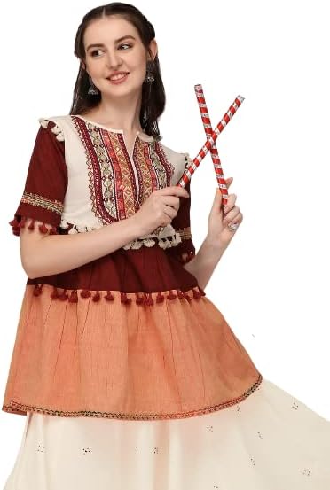 Топ Kedia в етнически стил за танци Navratri Dandia, Модерно рокля Gujrat с Къси ръкави, от S до XXL, Многоцветное