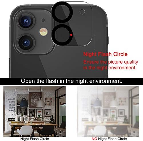 Небьющаяся защитно фолио TECHO, съвместима с iPhone 12 (5-кратна защита от удари) (пълно покритие от край до край) и защитно фолио за обектива на камерата от закалено стъкло