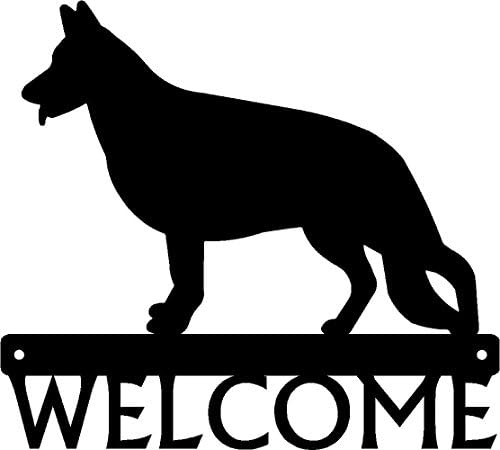 Метален знак на поздрав немски овчарки №1 12 см - Произведено в САЩ. Входна врата или веранда