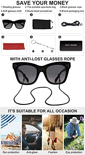 OCCI CHIARI Големи Слънчеви очила за четене за Жени, Слънчеви очила за четене 1.0 1.25 1.5 1.75 2.0 2.25 2.5 2.75 3.0 3.5 3.75 4.0
