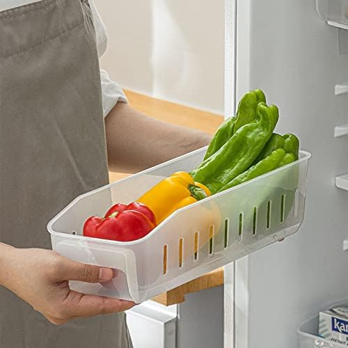 DBYLXMN Кутия за съхранение в Хладилник Кутия за съхранение на Плодове и Зеленчуци с три Прегради Лесно Выдвигающийся Чекмеджето Прозрачен Хладилник Кутия за консерв