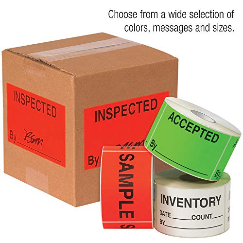 Aviditi Tape Logic 1 1/4 x 2, Флуоресцентно червен предупредителен стикер Опаковани _, за изпращане, обработка, опаковане и преместване