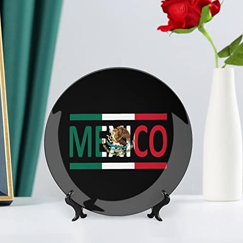 Мексикански Флаг Персонализирани Костен Порцелан Индивидуални Керамични Декоративни Плочи Домашна Кръгла Чиния с Поставка за дисплей 8 инча