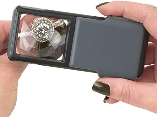 Прибиращ се Асферическая лупа Carson 5x MiniBrite с led подсветка и защитен калъф - Комплект от 4 теми (PO-55MU), сив