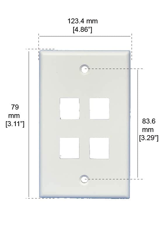 Стенни панела NBG LAN 4 порта големи размери, цвят-бял, 1 опаковка, с UTP Обикновен трапецеидальным жак Котка.6 / Cat.5e, висока скорост